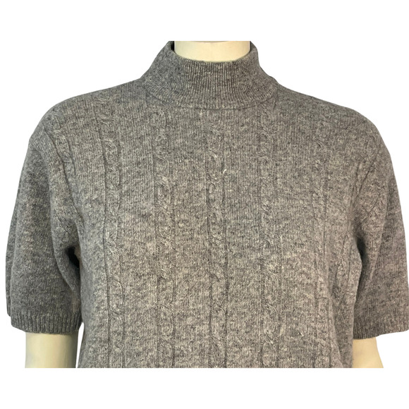 Vintage Knit Connection Sz M Pullover Sweater Short Sleeve Cable Knit Lambswool - Picture 4 of 7